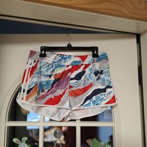Adidas White Red Blue Designed Shorts Size Women's L Worn 1 Time